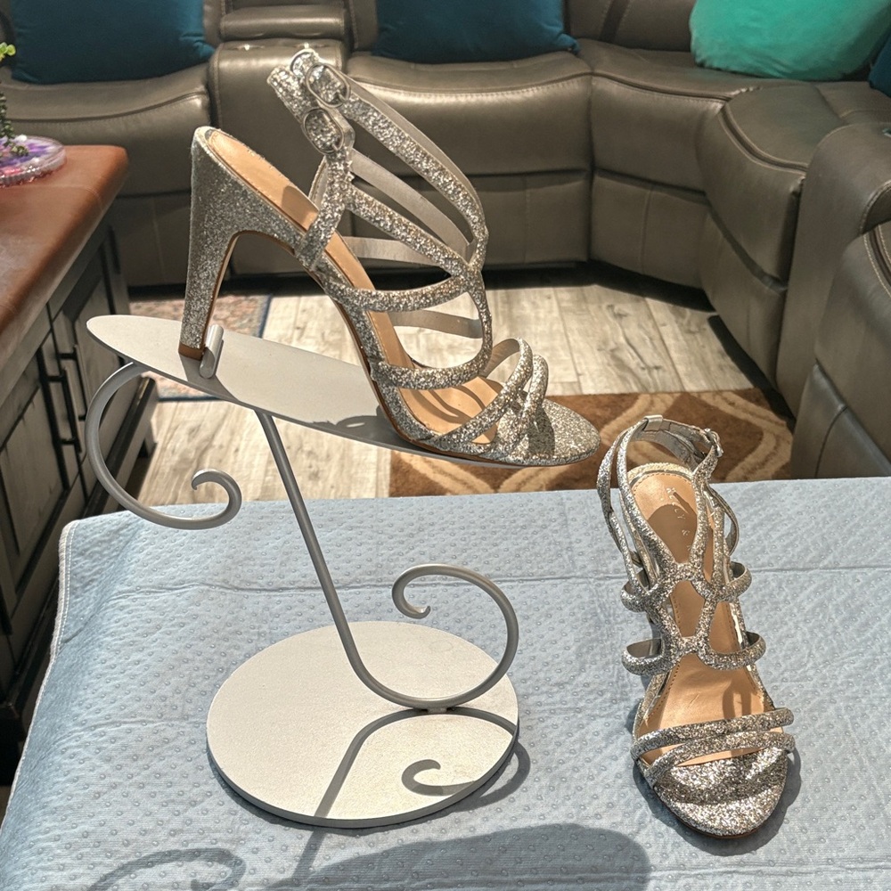 Kelly & Katie Glittering Silver Strappy Heels